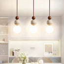 Axyaa Travertine Stone Pendant Lamp with Glass Ball for Bedroom and Dining Room