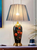 Axyaa Ceramic Enamel Copper Bedside Lamp - Luxurious New Chinese European Design