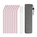 Axyaa Pink Glass Straw - Reusable Borosilicate Drinking Straw Kit with Cleaning Brush