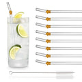 Axyaa Glass Straws Set with Christmas Design, 8-Pack with Cleaning Brush