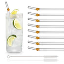 Axyaa Glass Straws Set with Christmas Design, 8-Pack with Cleaning Brush