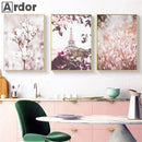 Pink Peony Shell Car Paris Tower Wall Art Canvas Painting by Axyaa - Nordic Style