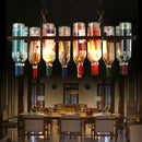 Axyaa Retro Industrial Metal Wine Glass Chandelier LED Pendant Lamp