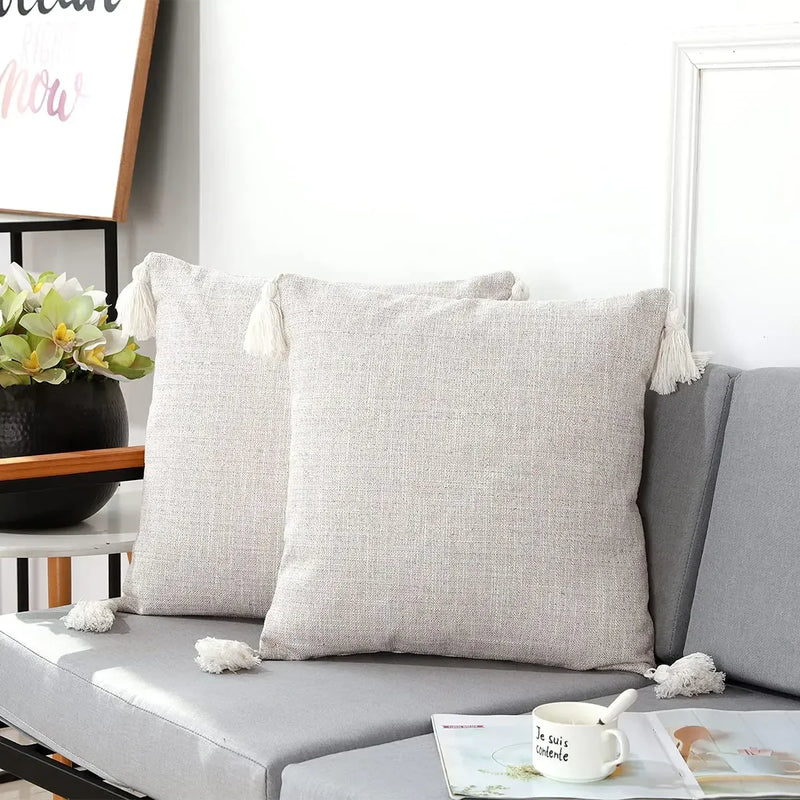 Yellow Linen Sofa Pillow Cover by Axyaa - Super Soft Decorative Throw Pillow Home Decor