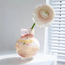 Axyaa Pink Marble Glass Vase – Elegant Home Decor Accent for Living Room