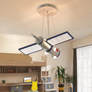 Nordic Space Satellite Astronaut Chandelier LED Pendant Light for Children's Room.