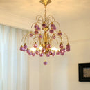 Axyaa Retro Purple Murano Style Droplet Chandelier for Living, Bedroom, Dining Room