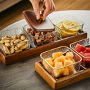 Axyaa Glass Serving Tray Set with Lid: Divided Fruit/Snack Storage Box for Events