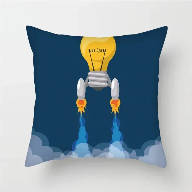 Cartoon Spacecraft Astronaut Rocket Pillowcase for Home Decor - Axyaa