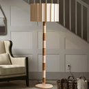 Axyaa Vintage Fabric Ceramic Floor Lamp Luxury Solid Wood Standing Light