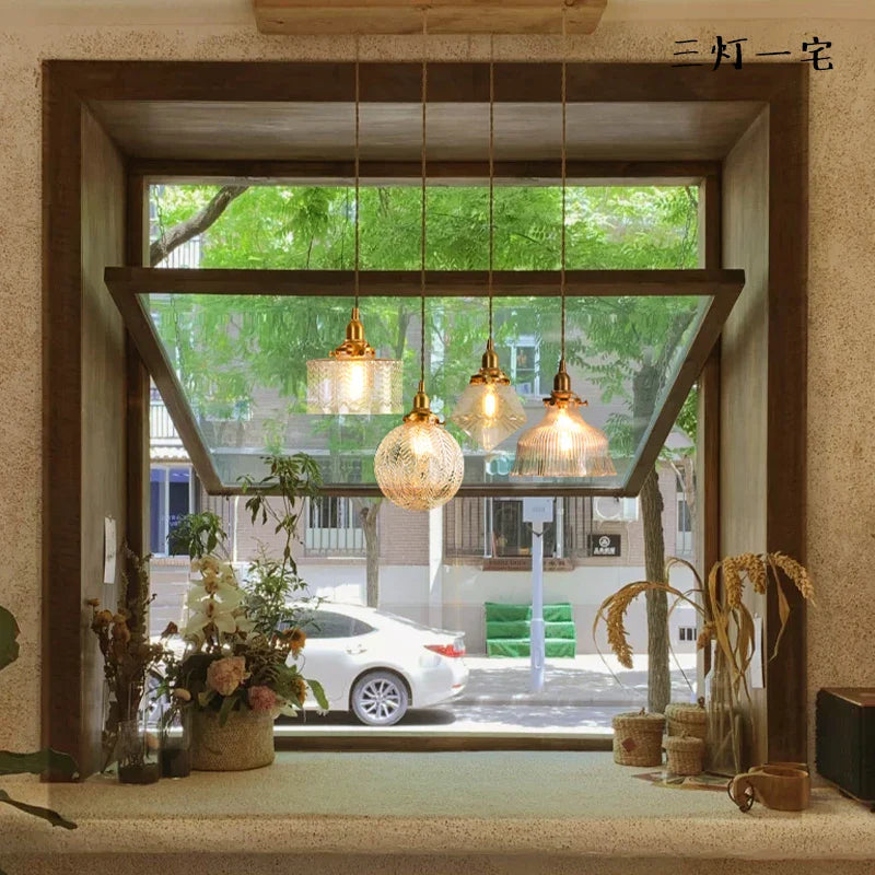 Axyaa Clear Glass LED Pendant Light: Nordic Style Copper Hanging Lamp