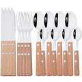 Axyaa 16/24Pcs Wood Handle Stainless Steel Cutlery Set - Kitchen Tableware