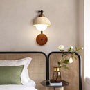 Axyaa Yellow Travertine LED Wall Lamp with White Glass - Modern Nordic Design