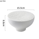 Axyaa Stone Pattern Ceramic High Footed Plate Black White Creative Tableware