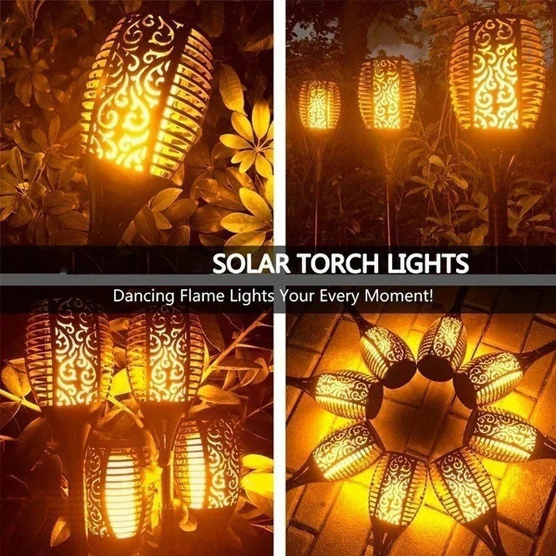 Solar Flame Torch Lights by Axyaa: Waterproof Flickering Outdoor Garden Decor