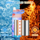 Axyaa Kids Insulated Water Bottle - Stainless Steel Vacuum Flasks Straw Tumbler