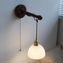 Axyaa LED Bathroom Mirror Wall Lights With Switch, Modern White Glass Wood Reading Lamp