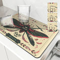 Axyaa Tarot Moth Square Drain Pad: Absorbent & Anti-Slip Dry Mat for Dishes & Cups