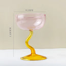 Axyaa Two Tone Glass Goblet Set - Elegant Stemware Champagne Coupes & Ice Cream Cups