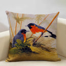 Axyaa Bird Parrot Sofa Cushion Cover 45x45cm Linen Pillowcase for Home & Hospitality