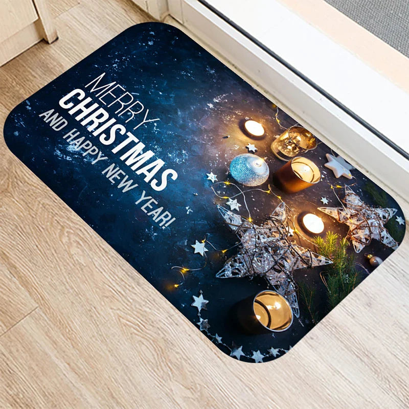 Axyaa Christmas Balls Tree Printed Door Mat Non-Slip Floor Carpet)((((