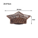 Axyaa Retro Rattan Fruit Plate | Handheld Woven Snack Basket & Candy Organizer