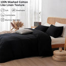 Axyaa Solid Color Washed Cotton Duvet Cover Set with Pillow Case