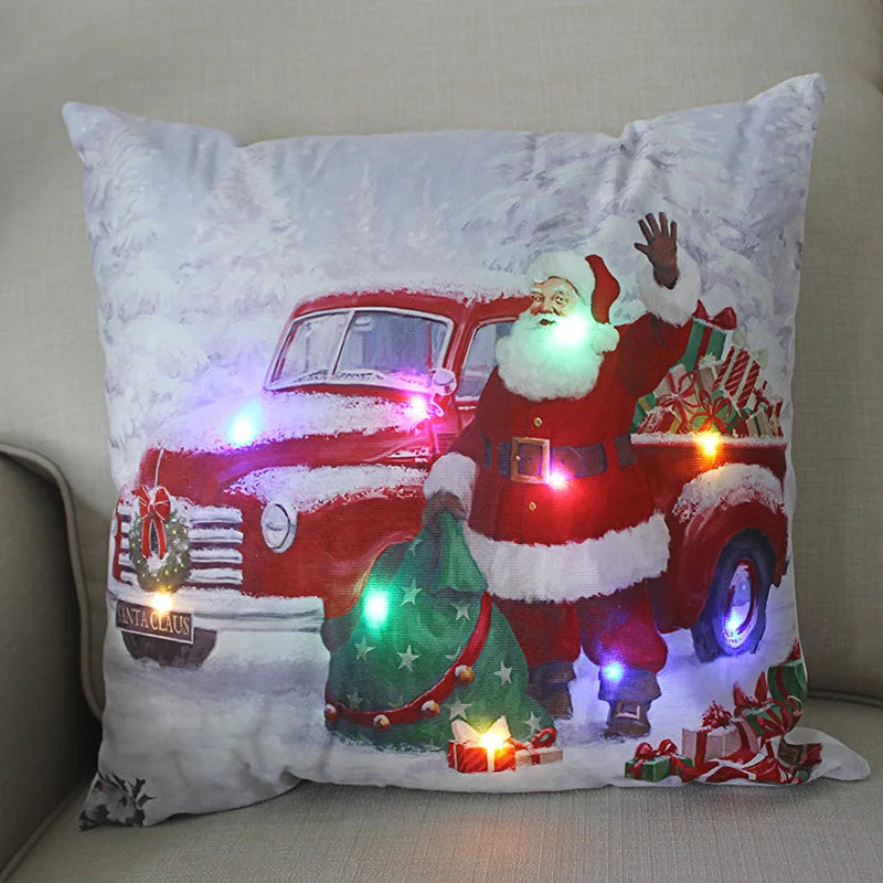 Axyaa LED Christmas Pillow Cover for Festive Holiday Decor