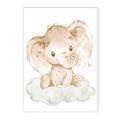 Axyaa Elephant Giraffe Nursery Wall Art Canvas Poster for Kids Room