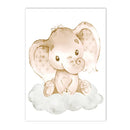 Axyaa Elephant Giraffe Nursery Wall Art Canvas Poster for Kids Room
