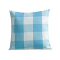 Axyaa Buffalo Plaid Check Throw Pillow Covers in Blue White Orange Ivory.