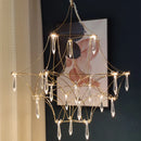 Axyaa Luxury Crystal Chandelier for High Floors with Starlight LED Lighting