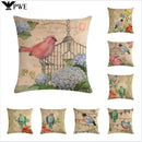 Axyaa Retro Print Linen Cushion Cover - 45*45cm