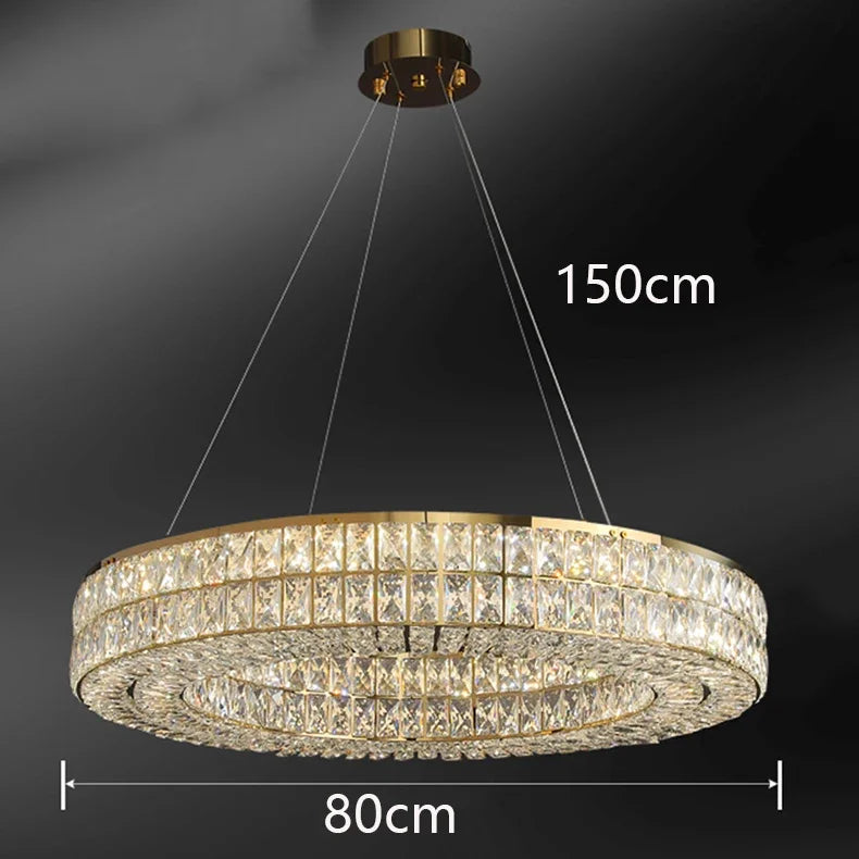 Axyaa Crystal Circle Pendant Light: Minimalist Modern Luxury for Elegant Bedrooms