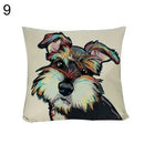 Axyaa Watercolor Dog Print Linen Pillow Cover 45X45CM