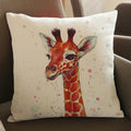 Axyaa Animal Print Linen Decorative Cushion Square Pillow