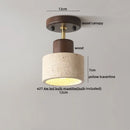 Axyaa Yellow Travertine Stone LED Ceiling Light - Modern Wabi-sabi Decor