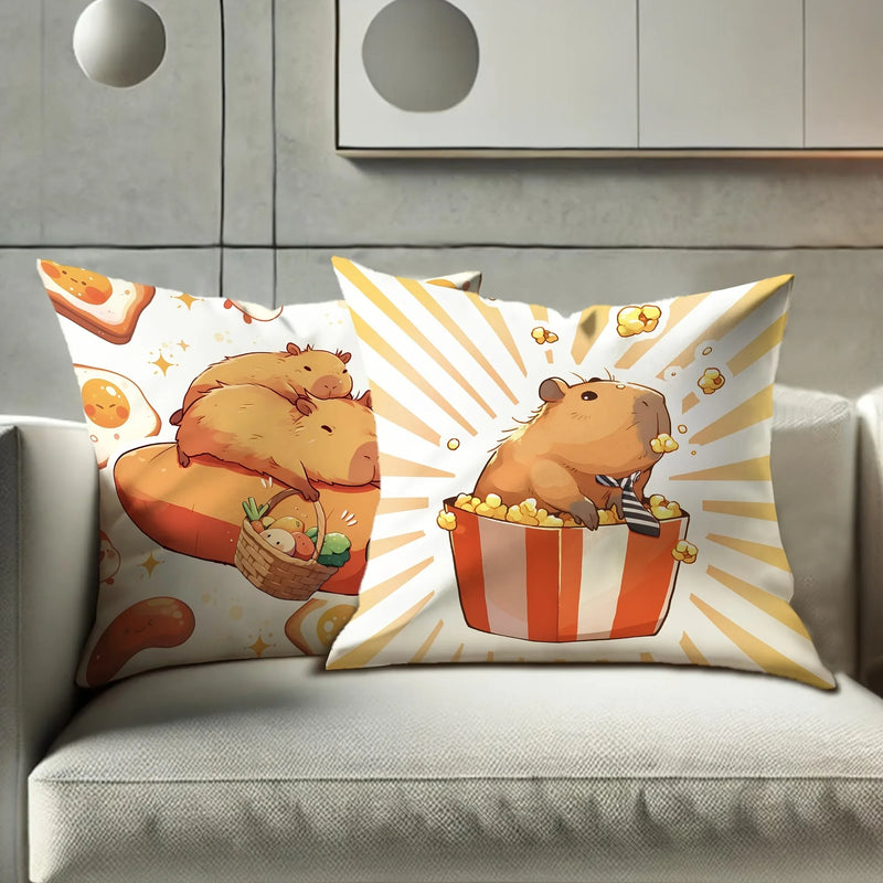 Axyaa Capybara Design Velvet Pillow Covers, Set of 4