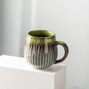Axyaa Ceramic Vertical Pattern Coffee Mug, Japanese Style, Large Capacity, Retro Design
