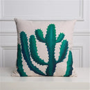 Axyaa Green Cactus Linen Pillow Cover 45x45cm for Home Decor sofa, Bedside, Office