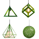 Axyaa Green Iron Metal Cage Pendant Light for Kitchen Dining Room