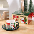 Axyaa Santa Claus Christmas Coffee Cup & Saucer Set Home Afternoon Tea Floral Mug