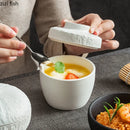 Axyaa Stone Patterned Frosted Ceramic Bowl with Lid - Solid Color Dessert & Soup Bowl