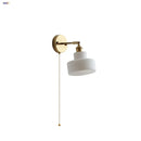 Axyaa LED Wall Sconce with Pull Chain Switch White Glass Stair Light