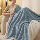 Axyaa Cozy Striped Coral Fleece Blanket for Sofa Bed, Autumn Winter Plush Throw