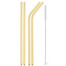 Axyaa Gold Stainless Steel Reusable Metal Straw Set for Parties and Juice Bars