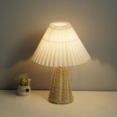 Rattan Table Lamp with Fabric Shade & Ceramic Base by Axya