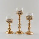 Axyaa Retro Wrought Iron Candlestick Glass Candle Holder Wedding Decoration