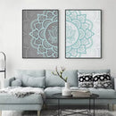 Axyaa Bohemian Mandala Blue Wall Art Canvas Painting for Home Decor
