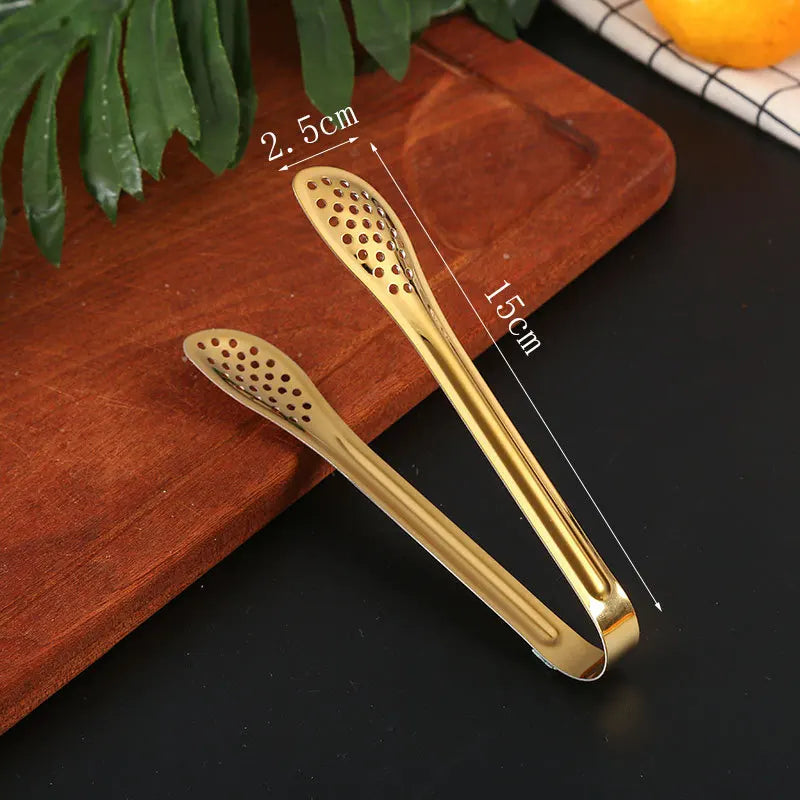 Axyaa Stainless Steel Smart Grill Tongs Gold/Silver Meat Clip for BBQ Cooking